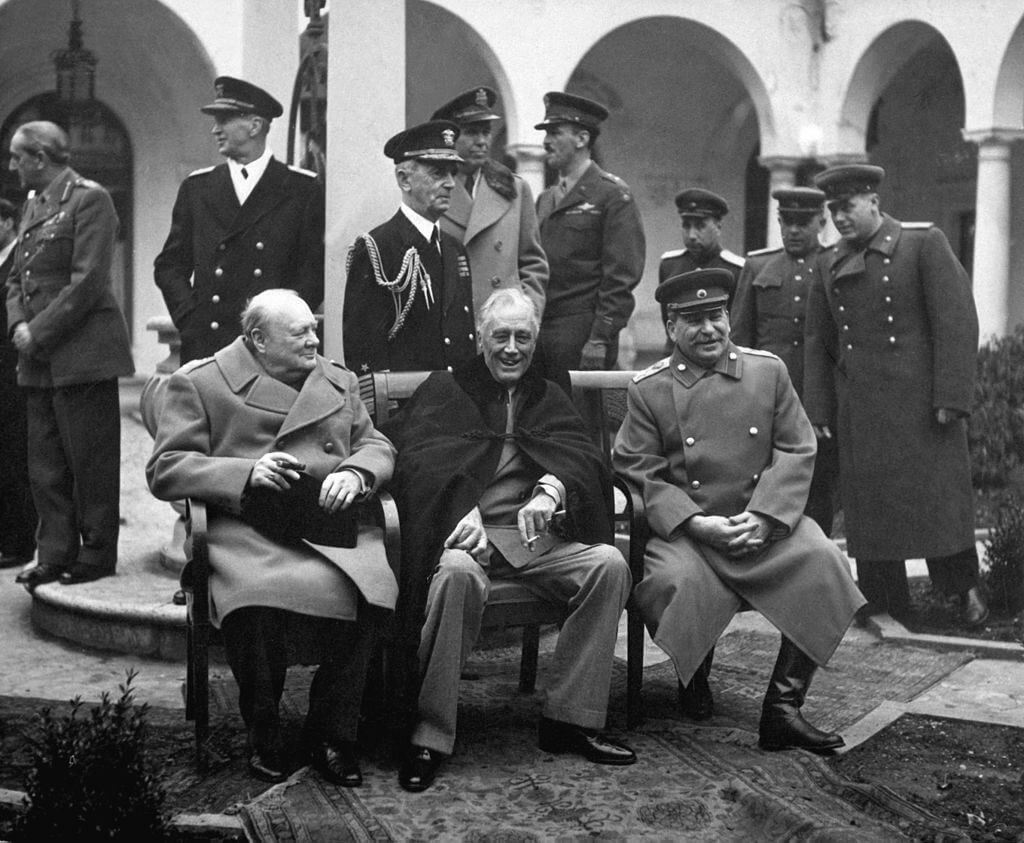 Churchill, Roosevelt y Stalin en la Conferencia de Yalta, febrero de 1945.